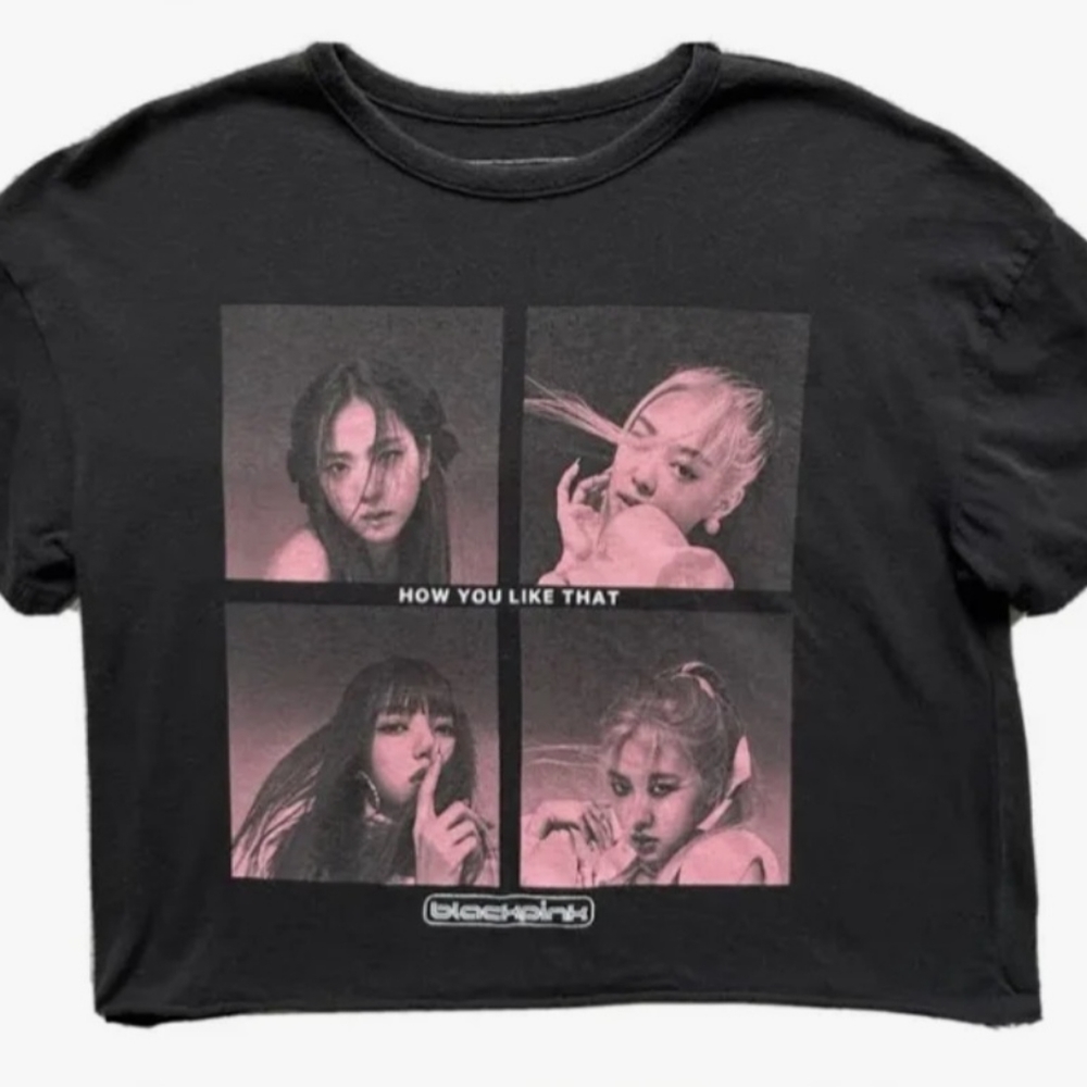 Blackpink Tops | Womens Blackpink Korean Girl Group Graphic Print Black Cropped